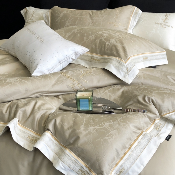 91家纺网 家纺一手货源 找家纺 馨蕊家居 2025新款全棉提花四件套-慕奈 慕奈-灰湖绿