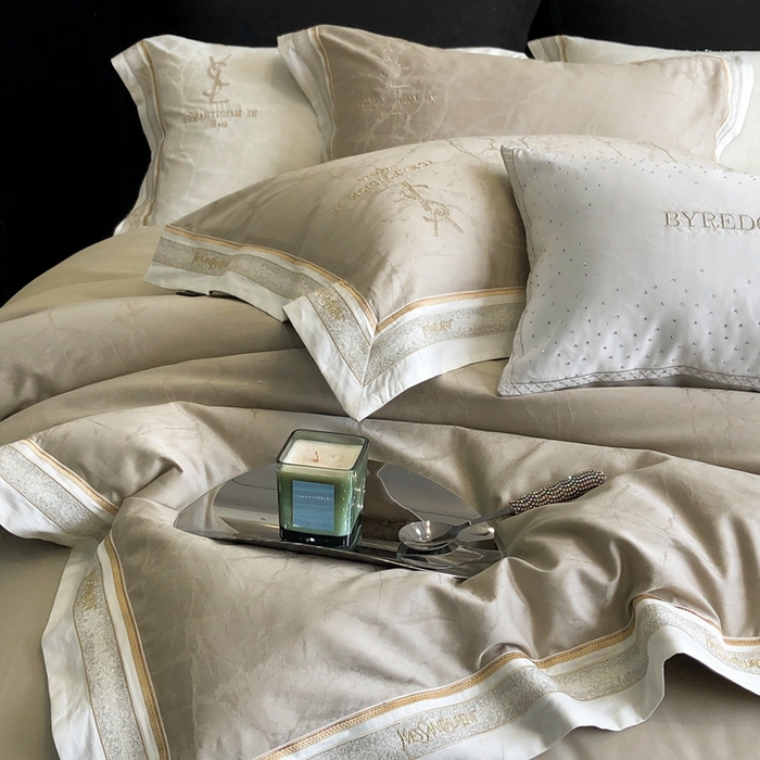 91家纺网 家纺一手货源 找家纺 馨蕊家居 2025新款全棉提花四件套-慕奈 慕奈-灰湖绿