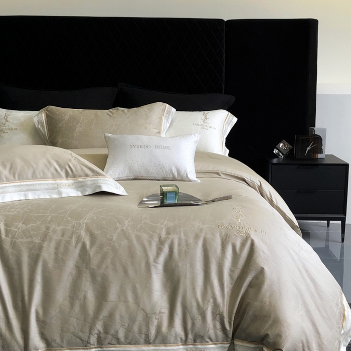 91家纺网 家纺一手货源 找家纺 馨蕊家居 2025新款全棉提花四件套-慕奈 慕奈-灰湖绿