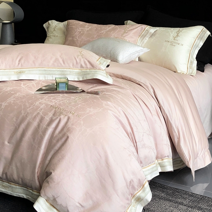 91家纺网 家纺一手货源 找家纺 馨蕊家居 2025新款全棉提花四件套-慕奈 慕奈-蔷薇粉