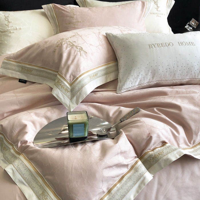 91家纺网 家纺一手货源 找家纺 馨蕊家居 2025新款全棉提花四件套-慕奈 慕奈-蔷薇粉