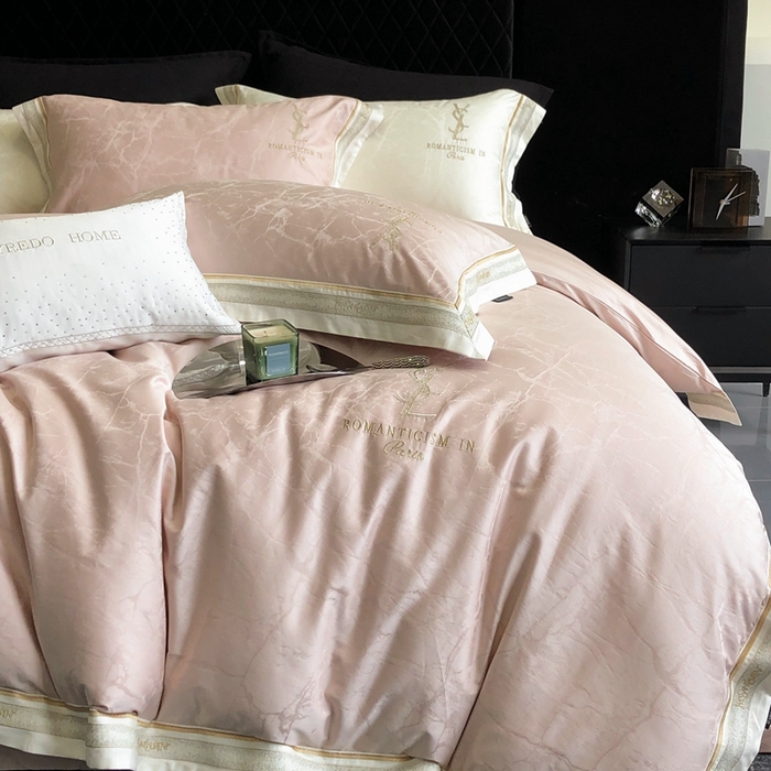 91家纺网 家纺一手货源 找家纺 馨蕊家居 2025新款全棉提花四件套-慕奈 慕奈-蔷薇粉