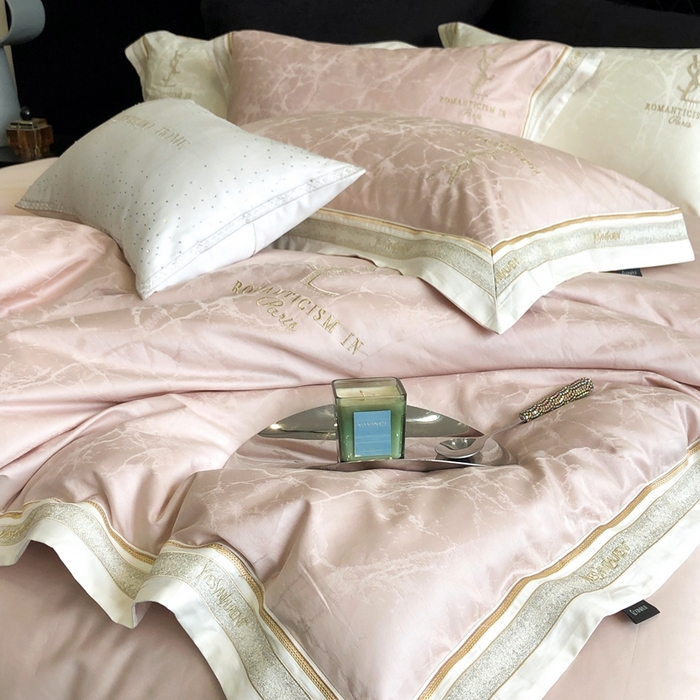 91家纺网 家纺一手货源 找家纺 馨蕊家居 2025新款全棉提花四件套-慕奈 慕奈-蔷薇粉