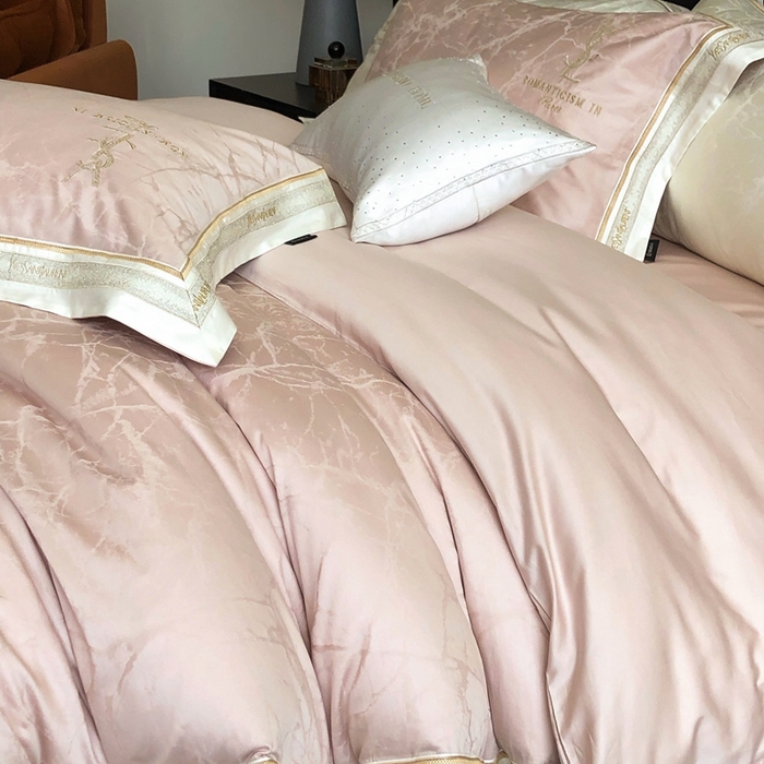 91家纺网 家纺一手货源 找家纺 馨蕊家居 2025新款全棉提花四件套-慕奈 慕奈-蔷薇粉