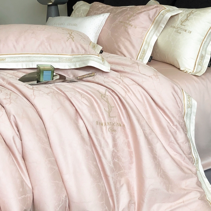 91家纺网 家纺一手货源 找家纺 馨蕊家居 2025新款全棉提花四件套-慕奈 慕奈-蔷薇粉