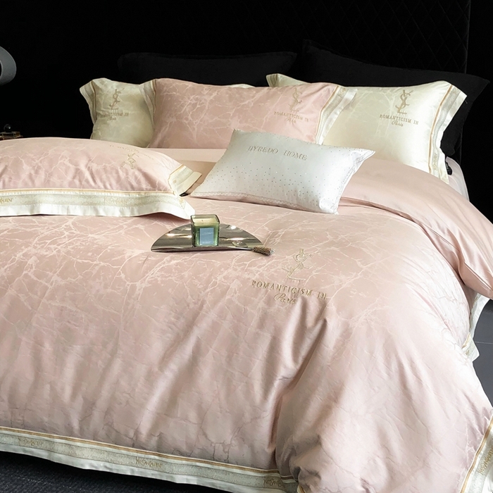 91家纺网 家纺一手货源 找家纺 馨蕊家居 2025新款全棉提花四件套-慕奈 慕奈-蔷薇粉