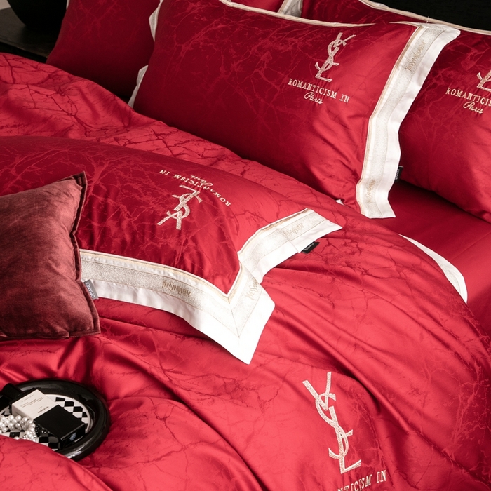 91家纺网 家纺一手货源 找家纺 馨蕊家居 2025新款全棉提花四件套-慕奈 慕奈-温莎红