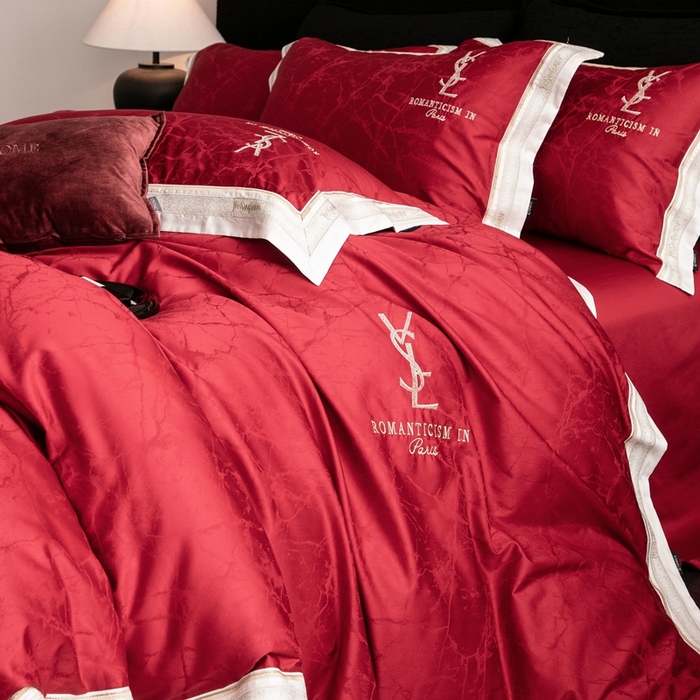 91家纺网 家纺一手货源 找家纺 馨蕊家居 2025新款全棉提花四件套-慕奈 慕奈-温莎红