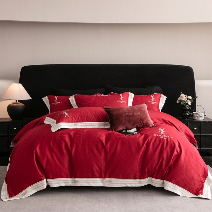 馨蕊家居 2025新款全棉提花四件套-慕奈 慕奈-温莎红