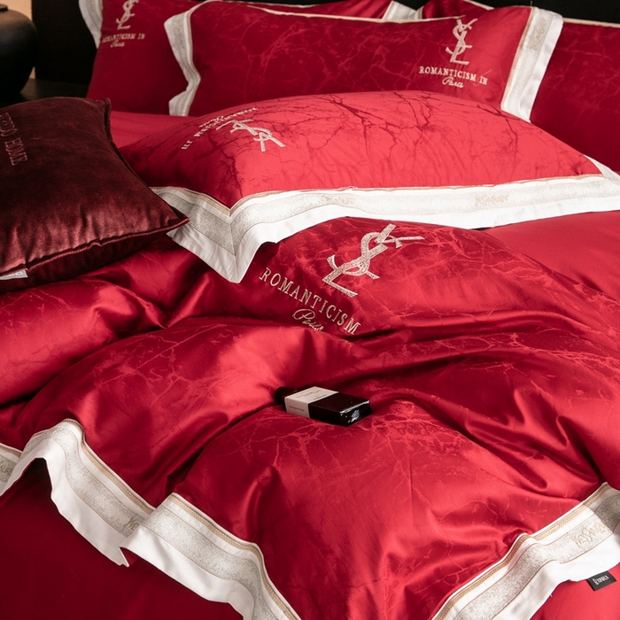 91家纺网 家纺一手货源 找家纺 馨蕊家居 2025新款全棉提花四件套-慕奈 慕奈-温莎红