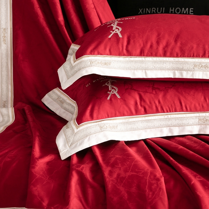 91家纺网 家纺一手货源 找家纺 馨蕊家居 2025新款全棉提花四件套-慕奈 慕奈-温莎红