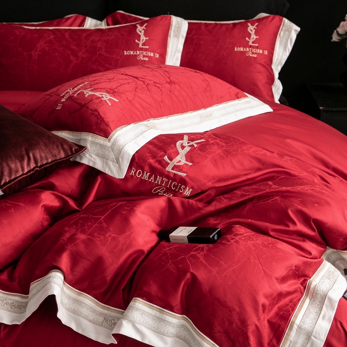 91家纺网 家纺一手货源 找家纺 馨蕊家居 2025新款全棉提花四件套-慕奈 慕奈-温莎红