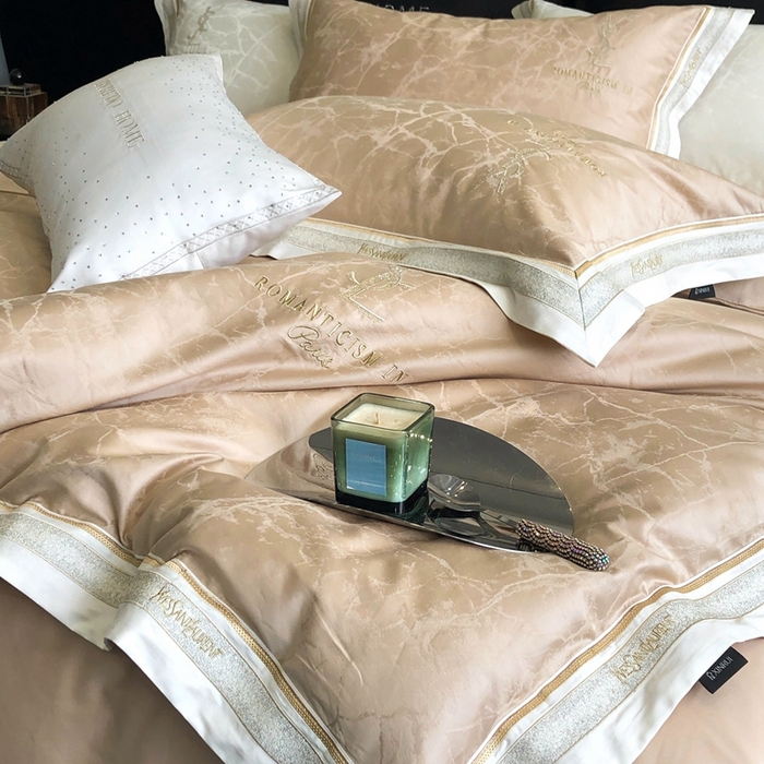 91家纺网 家纺一手货源 找家纺 馨蕊家居 2025新款全棉提花四件套-慕奈 慕奈-香槟