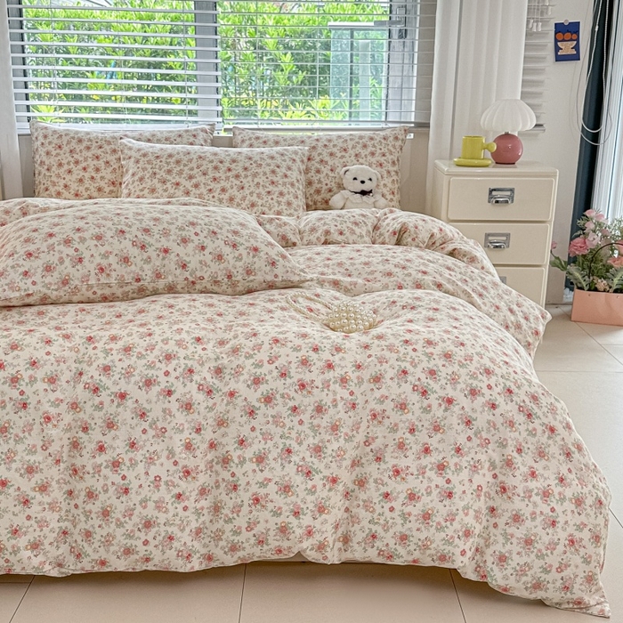 91家纺网 家纺一手货源 找家纺 卓缦家纺 2025新款-A类全棉纯棉双层纱小清新印花单被套单枕套学生单被套 被套单件单枕套 春风里