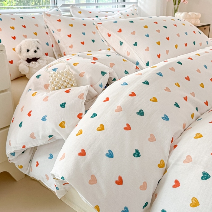 91家纺网 家纺一手货源 找家纺 卓缦家纺 2025新款-A类全棉纯棉双层纱小清新印花单被套单枕套学生单被套 被套单件单枕套 漫天心