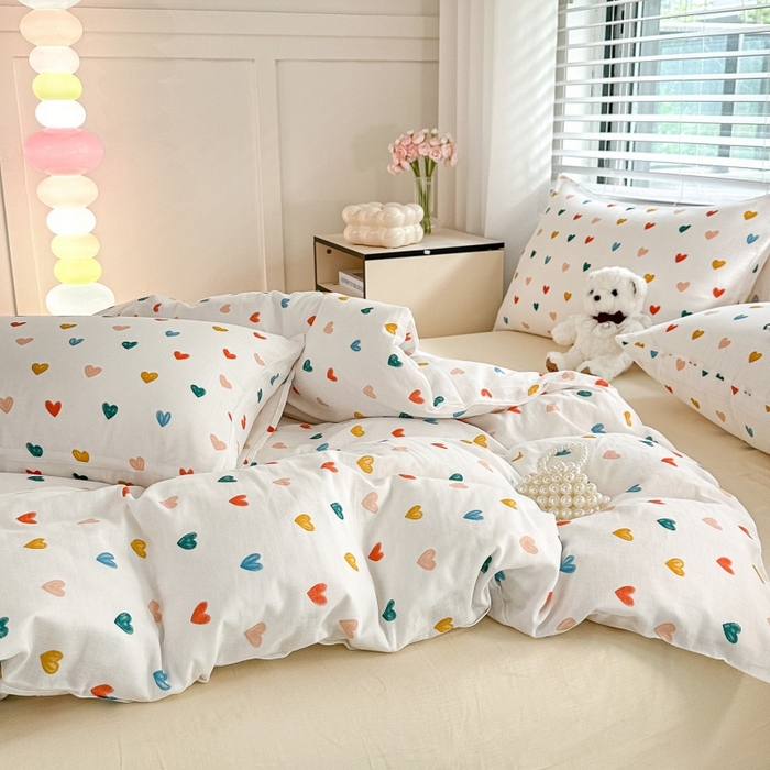 91家纺网 家纺一手货源 找家纺 卓缦家纺 2025新款-A类全棉纯棉双层纱小清新印花单被套单枕套学生单被套 被套单件单枕套 漫天心