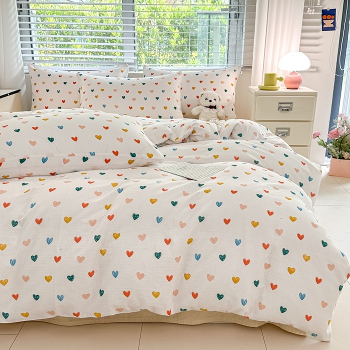 91家纺网 家纺一手货源 找家纺 卓缦家纺 2025新款-A类全棉纯棉双层纱小清新印花单被套单枕套学生单被套 被套单件单枕套 漫天心