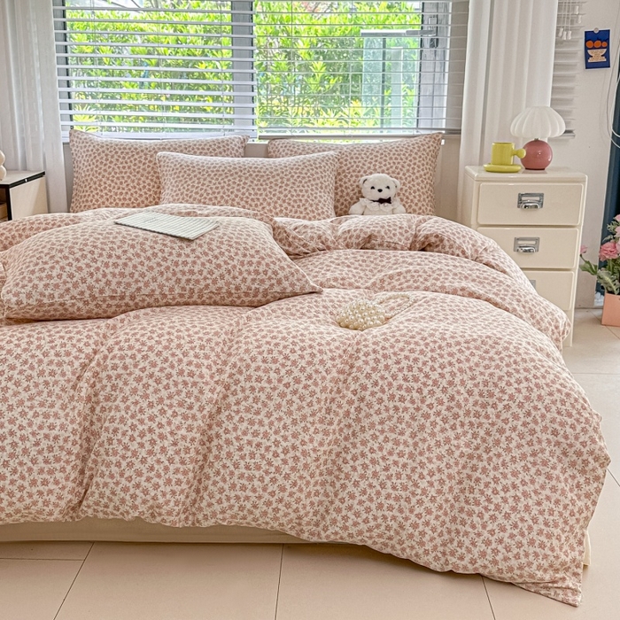 91家纺网 家纺一手货源 找家纺 卓缦家纺 2025新款-A类全棉纯棉双层纱小清新印花单被套单枕套学生单被套 被套单件单枕套 十里桃花