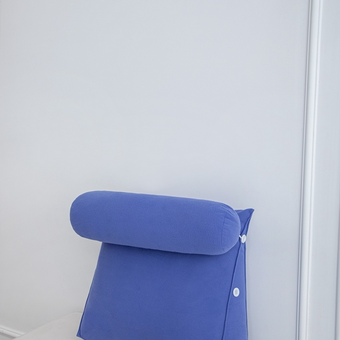 沐沐家纺 2026新款仿棉绒三角靠背带头枕 宝蓝色