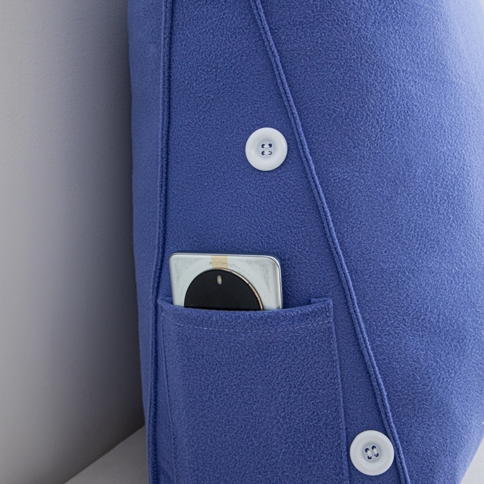 91家纺网 家纺一手货源 找家纺 沐沐家纺 2026新款仿棉绒三角靠背带头枕 宝蓝色