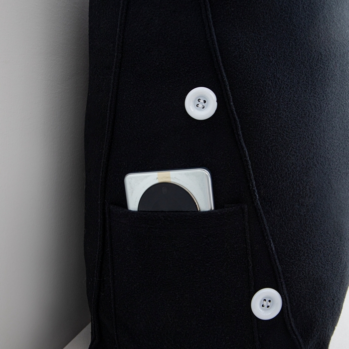 91家纺网 家纺一手货源 找家纺 沐沐家纺 2026新款仿棉绒三角靠背带头枕 黑色