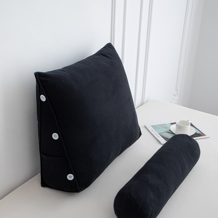 91家纺网 家纺一手货源 找家纺 沐沐家纺 2026新款仿棉绒三角靠背带头枕 黑色