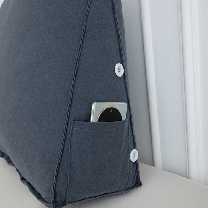 91家纺网 家纺一手货源 找家纺 沐沐家纺 2026新款仿棉绒三角靠背带头枕 深空灰