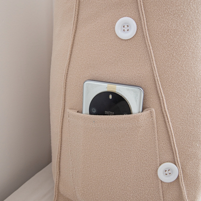 91家纺网 家纺一手货源 找家纺 沐沐家纺 2026新款仿棉绒三角靠背带头枕 杏色