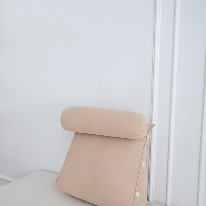 沐沐家纺 2026新款仿棉绒三角靠背带头枕 杏色