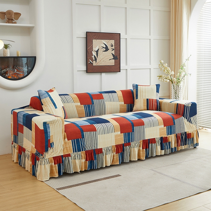 91家纺网 家纺一手货源 找家纺 逐日沙发套2025新款裙摆沙发套 格瑞雅