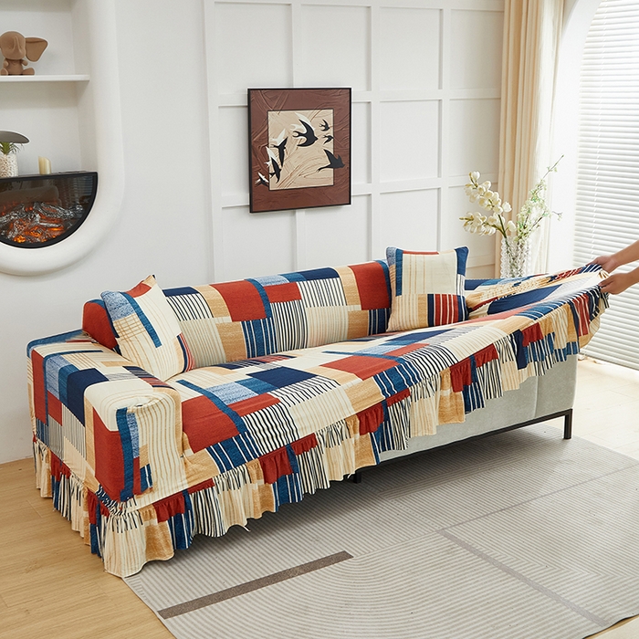 91家纺网 家纺一手货源 找家纺 逐日沙发套2025新款裙摆沙发套 格瑞雅