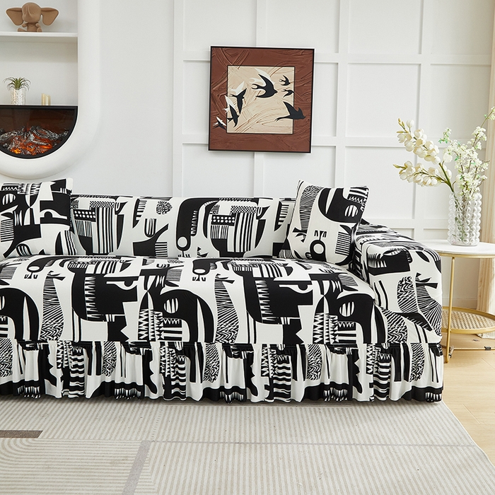 91家纺网 家纺一手货源 找家纺 逐日沙发套2025新款裙摆沙发套 静逸