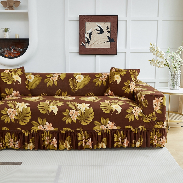 91家纺网 家纺一手货源 找家纺 逐日沙发套2025新款裙摆沙发套 维朵咖