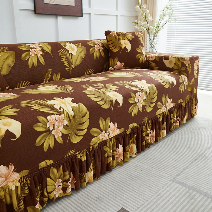 91家纺网 家纺一手货源 找家纺 逐日沙发套2025新款裙摆沙发套 维朵咖