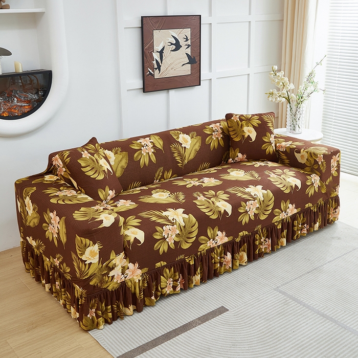 91家纺网 家纺一手货源 找家纺 逐日沙发套2025新款裙摆沙发套 维朵咖