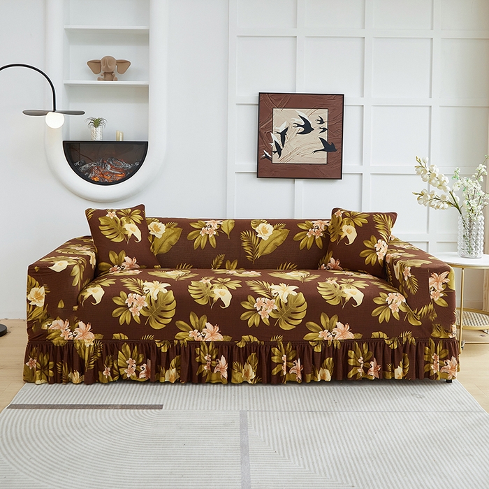 91家纺网 家纺一手货源 找家纺 逐日沙发套2025新款裙摆沙发套 维朵咖