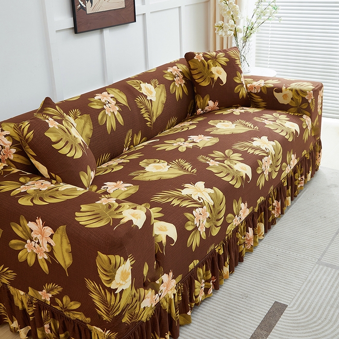 91家纺网 家纺一手货源 找家纺 逐日沙发套2025新款裙摆沙发套 维朵咖