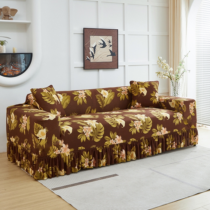 91家纺网 家纺一手货源 找家纺 逐日沙发套2025新款裙摆沙发套 维朵咖