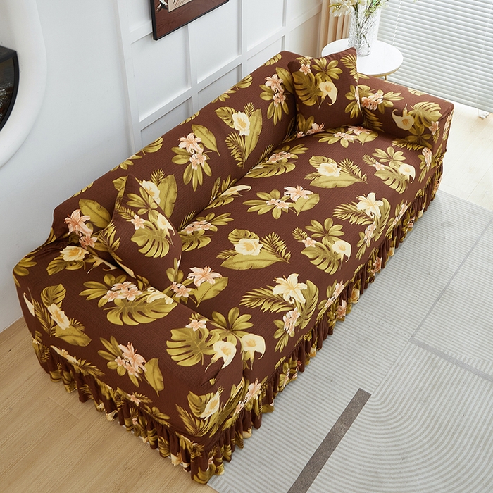 91家纺网 家纺一手货源 找家纺 逐日沙发套2025新款裙摆沙发套 维朵咖