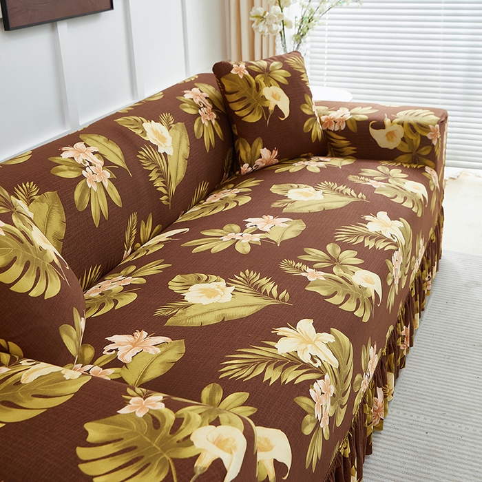 91家纺网 家纺一手货源 找家纺 逐日沙发套2025新款裙摆沙发套 维朵咖