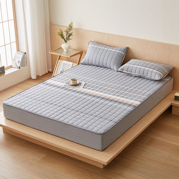 91家纺网 家纺一手货源 找家纺 （总）暖季家纺 2025新款水洗棉夹棉床笠无印风棉花款