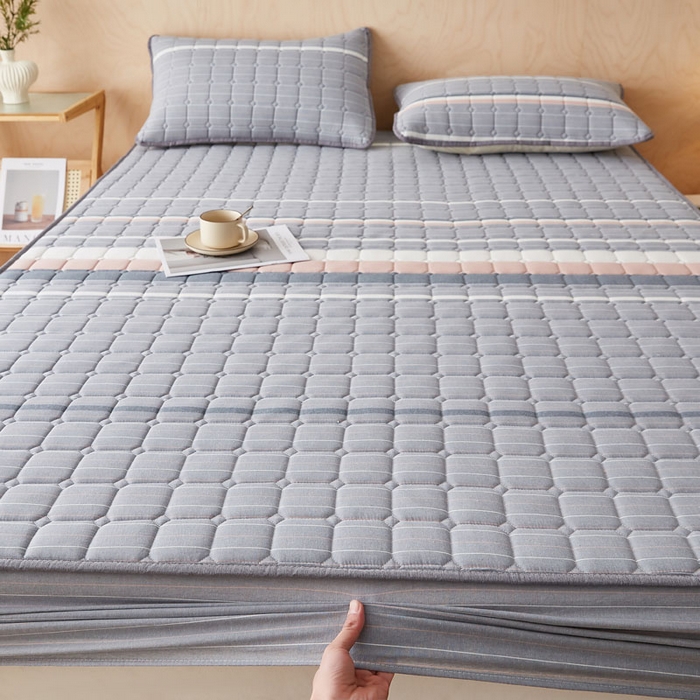 91家纺网 家纺一手货源 找家纺 （总）暖季家纺 2025新款水洗棉夹棉床笠无印风棉花款