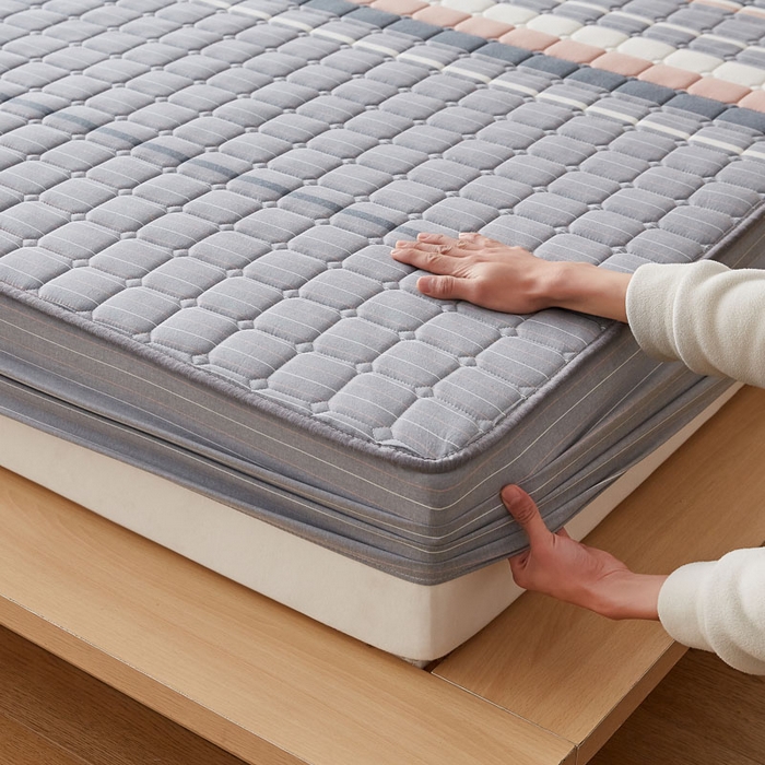 91家纺网 家纺一手货源 找家纺 （总）暖季家纺 2025新款水洗棉夹棉床笠无印风棉花款