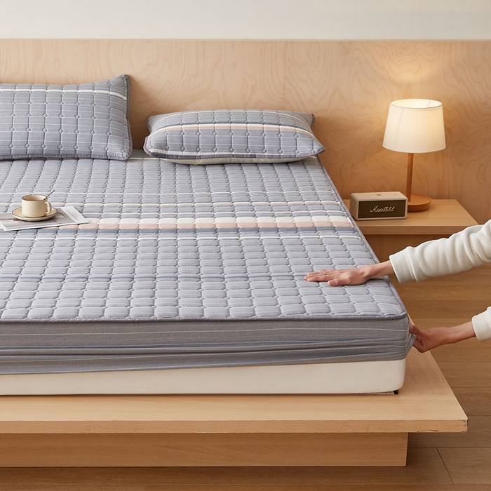 91家纺网 家纺一手货源 找家纺 （总）暖季家纺 2025新款水洗棉夹棉床笠无印风棉花款