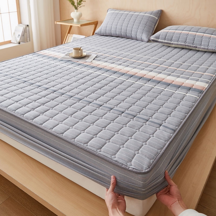 91家纺网 家纺一手货源 找家纺 （总）暖季家纺 2025新款水洗棉夹棉床笠无印风棉花款