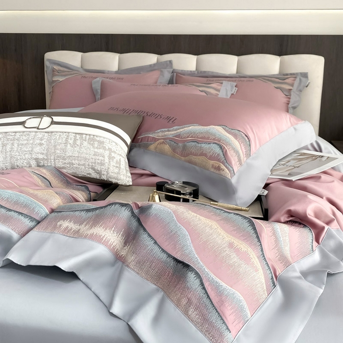 91家纺网 家纺一手货源 找家纺 （总）春夏新品【直播爆款】80支长绒棉四件套全棉纯棉高定全棉轻奢刺绣天丝棉贡缎被套床笠