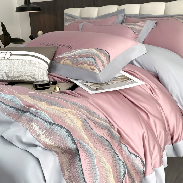 91家纺网 家纺一手货源 找家纺 （总）春夏新品【直播爆款】80支长绒棉四件套全棉纯棉高定全棉轻奢刺绣天丝棉贡缎被套床笠