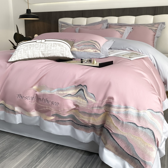 91家纺网 家纺一手货源 找家纺 （总）春夏新品【直播爆款】80支长绒棉四件套全棉纯棉高定全棉轻奢刺绣天丝棉贡缎被套床笠