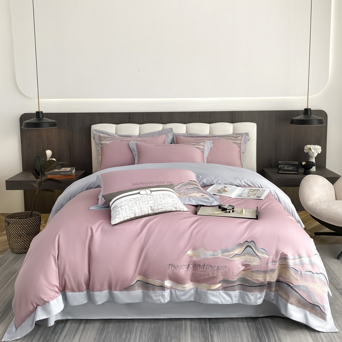 91家纺网 家纺一手货源 找家纺 （总）春夏新品【直播爆款】80支长绒棉四件套全棉纯棉高定全棉轻奢刺绣天丝棉贡缎被套床笠