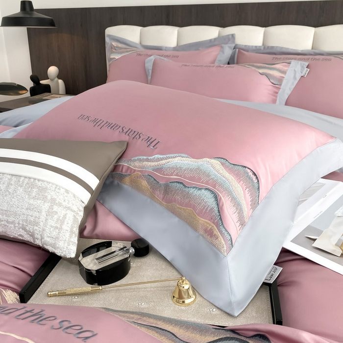 91家纺网 家纺一手货源 找家纺 （总）春夏新品【直播爆款】80支长绒棉四件套全棉纯棉高定全棉轻奢刺绣天丝棉贡缎被套床笠